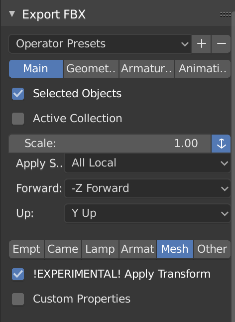export from unity to fbx